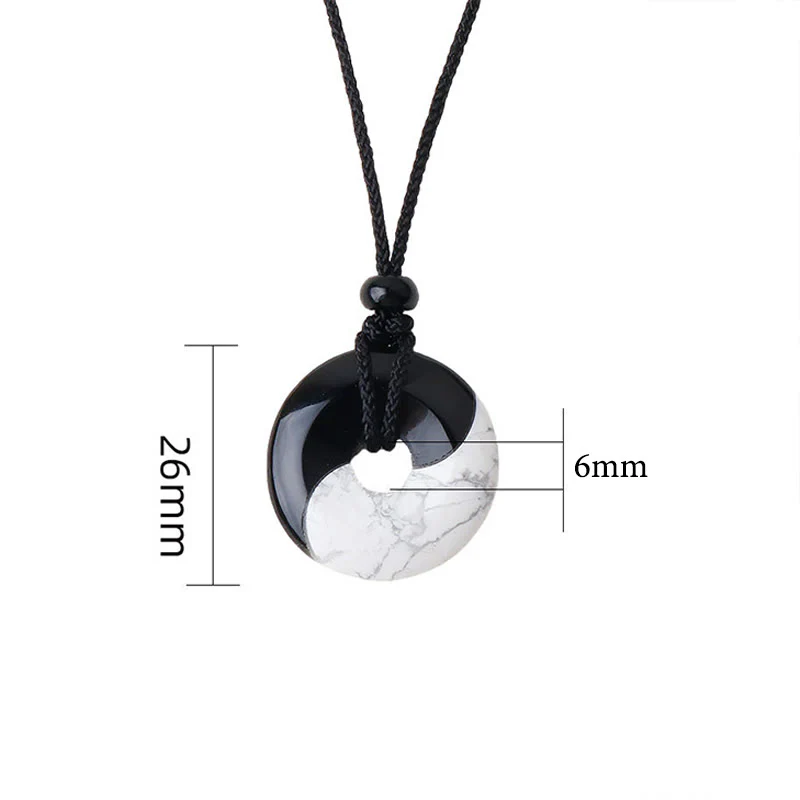 Buddha Stones Naturalny Czarny Obsydian Biały Turkus Yin Yang Pokój Klamra Projekt Pleciony Sznurek Siła Naszyjnik Wisiorek - Image 10