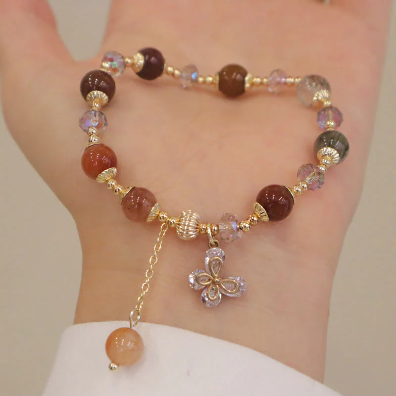 Buddha Stones Naturalny Fu Lu Shou Tęczowy Kryształ Rutilated Quartz Bransoletka z Motylem i Zawieszką Bogactwa - Image 11