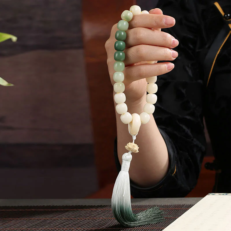Buddha Stones Naturalny Gradient Bodhi Nasiona Fortuny Pieniądze Worek Lotos Mądrość Tassel Nadgarstek Mala - Image 13