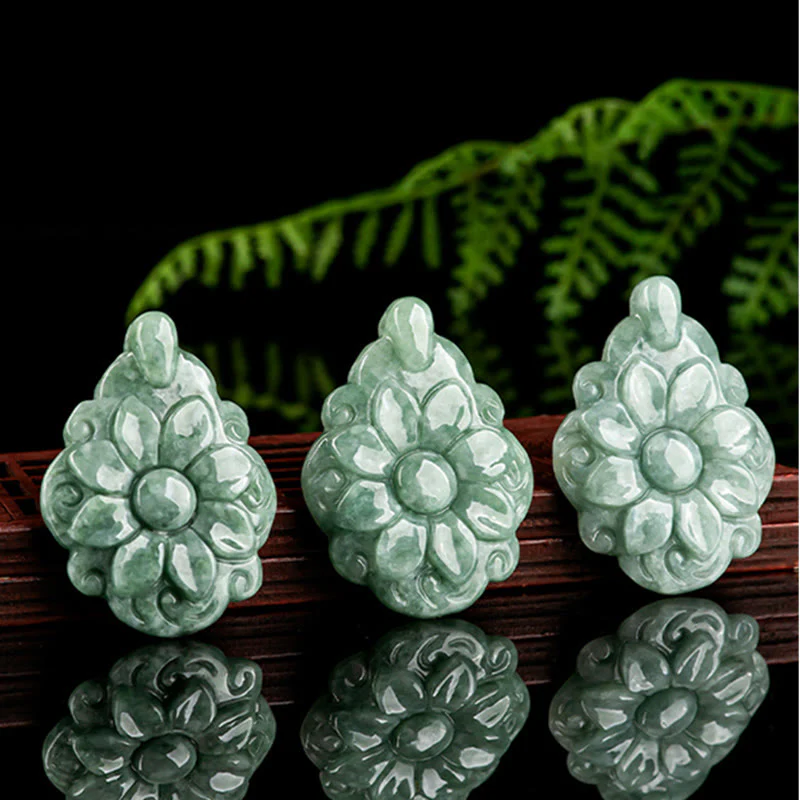 Buddha Stones Naturalny Jade Kalanchoe blossfeldiana Kwiat Wzór Naszyjnik Szczęścia Wisiorek - Image 8