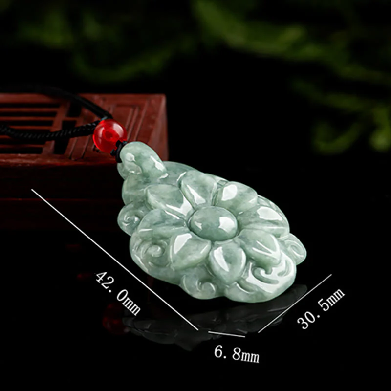 Buddha Stones Naturalny Jade Kalanchoe blossfeldiana Kwiat Wzór Naszyjnik Szczęścia Wisiorek - Image 9
