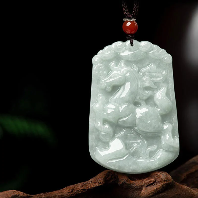 Buddha Stones Naturalny Jadeit 12 Chiński Zodiak Obfitość Amulet Wisiorek Naszyjnik - Image 8