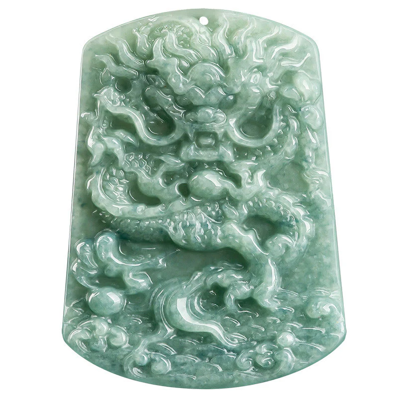 Buddha Stones Naturalny Jadeit Chiński Zodiak Smok Morze Szczęście Naszyjnik Wisiorek - Image 10