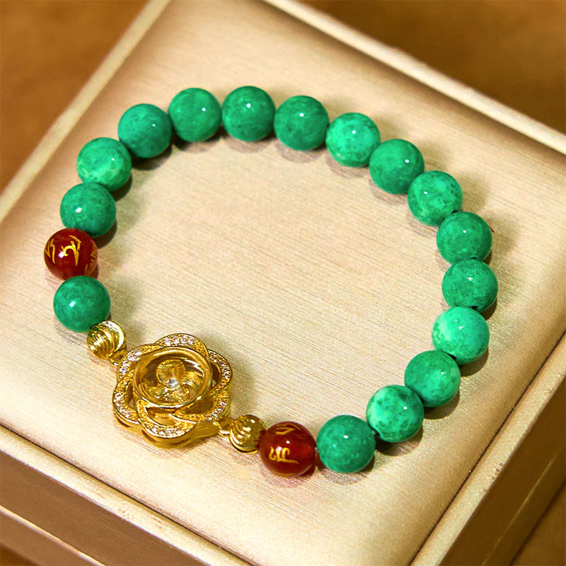 Buddha Stones Naturalny Jadeit Om Mani Padme Hum Cyclone Charm Bransoletka Dobrobytu - Image 2