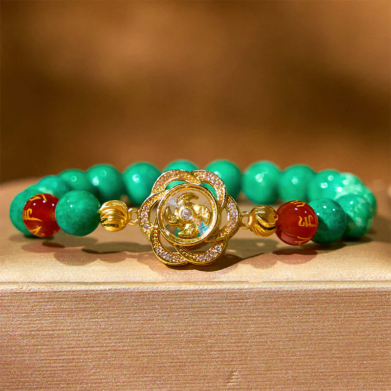 Buddha Stones Naturalny Jadeit Om Mani Padme Hum Cyclone Charm Bransoletka Dobrobytu - Image 3