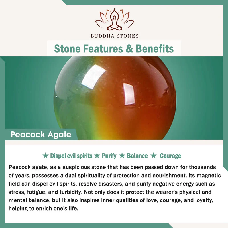 Buddha Stones Naturalny Kolorowy Pawi Agat Kwiat Pokój Klamra Perła Podwójna Warstwa Wsparcia Bransoletka - Image 6