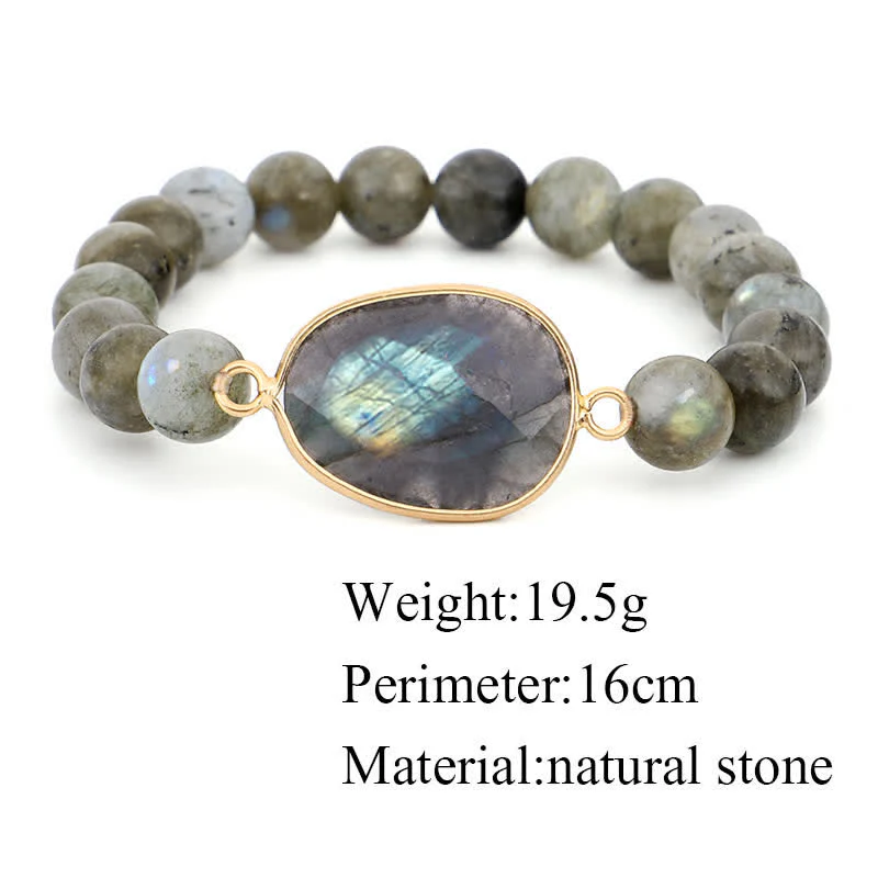 Buddha Stones Naturalny Labradoryt Moonstone Wsparcie Uzdrawiająca Bransoletka Koralikowa - Image 9