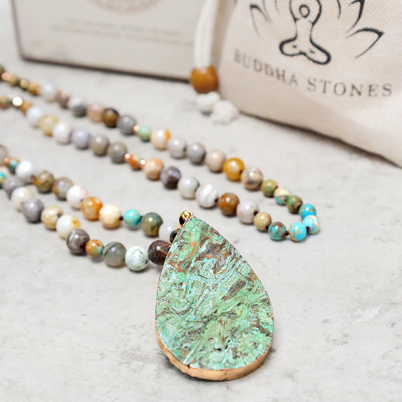 Buddha Stones Naturalny Ocean Picasso Jasper Koralikowy Naszyjnik Uzdrawiający - Image 10