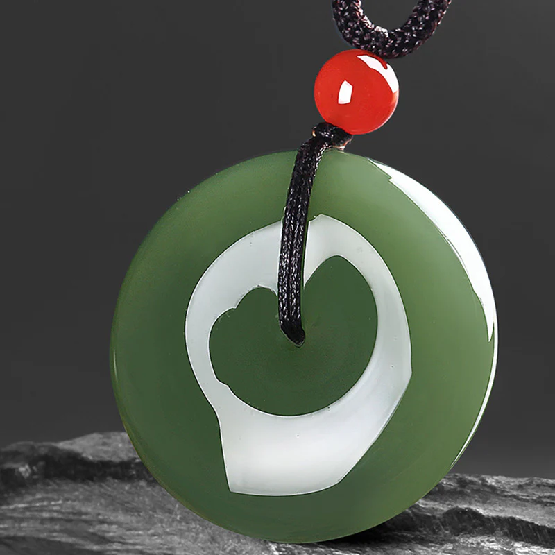 Buddha Stones Naturalny Okrągły Jadeit Klamra Pokoju Naszyjnik Dobrobytu Wisiorek Sznurkowy - Image 3