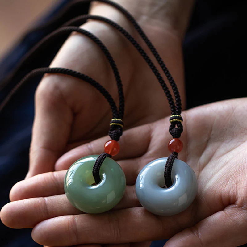 Buddha Stones Naturalny Okrągły Jadeit Szary Jadeit Klamra Pokoju Naszyjnik Szczęścia Wisiorek - Image 21
