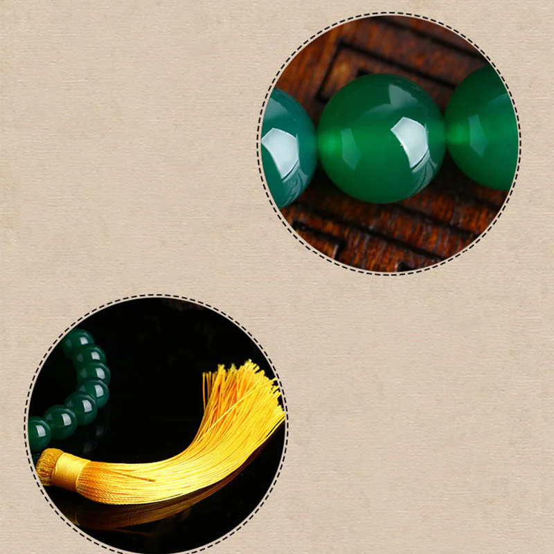 Buddha Stones Naturalny Zielony Agat Mala Nadgarstek Moc Frędzle Kieszonkowa Mala Dekoracja Samochodu - Image 10