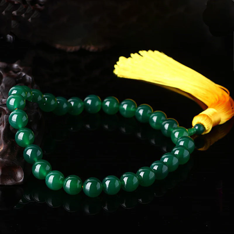 Buddha Stones Naturalny Zielony Agat Mala Nadgarstek Moc Frędzle Kieszonkowa Mala Dekoracja Samochodu - Image 2