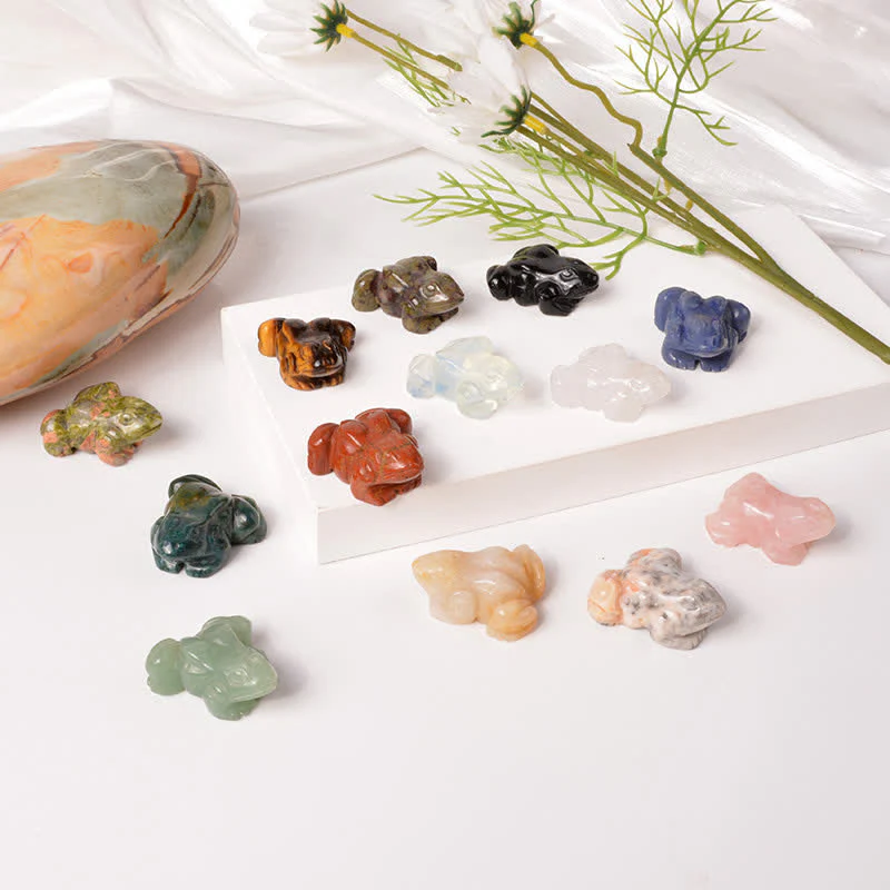 Buddha Stones Naturalny zielony awenturyn, przezroczysty kwarc, kryształ i kamień dekoracyjny Frog Wealth - Image 35