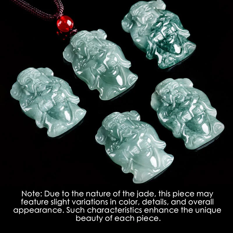 Buddha Stones Naturalny Zielony Jadeit Chiński Bóg Bogactwa Caishen Ingot Naszyjnik Obfitość Wisiorek - Image 5