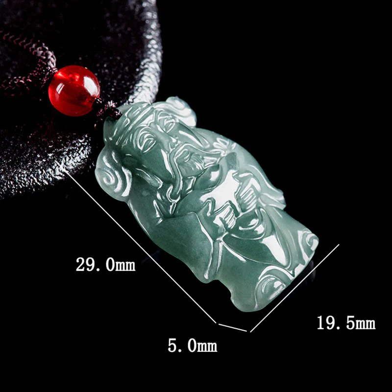 Buddha Stones Naturalny Zielony Jadeit Chiński Bóg Bogactwa Caishen Ingot Naszyjnik Obfitość Wisiorek - Image 8
