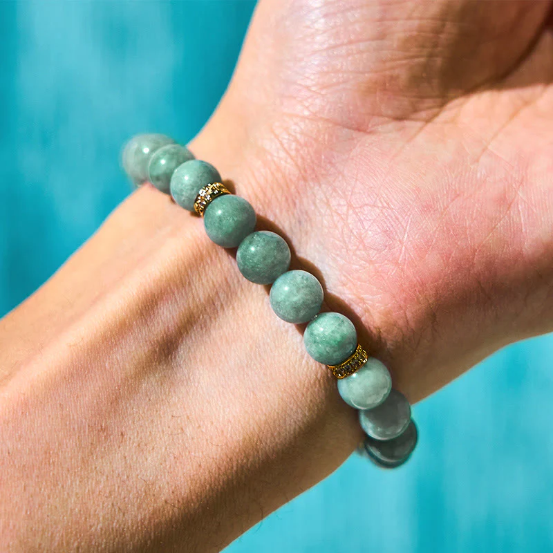 Buddha Stones Naturalny Zielony Jadeit Om Mani Padme Hum Cyclone Charm Bransoletka Szczęścia - Image 5