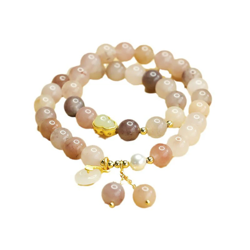 Buddha Stones Naturalny Złoty Jedwab Jadeit Podwójna Warstwa Tykwa Spokój Klamra Bransoletka Szczęścia - Image 9