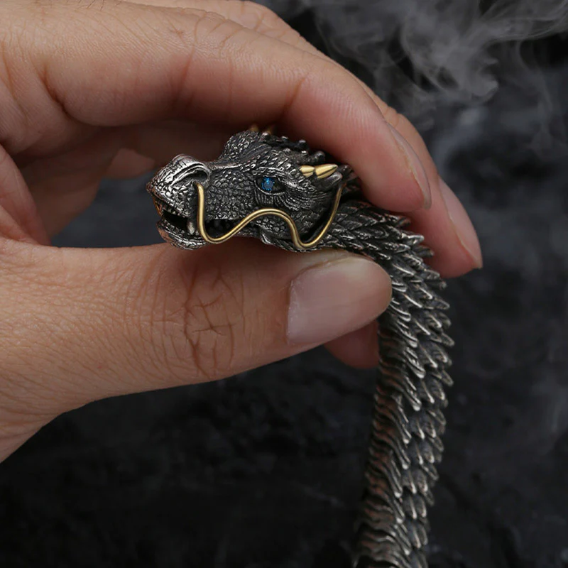 Buddha Stones Nordycki Smok Ręcznie Robiony Amulet Szczęście Ochrona Łańcuch Bransoletka - Image 4
