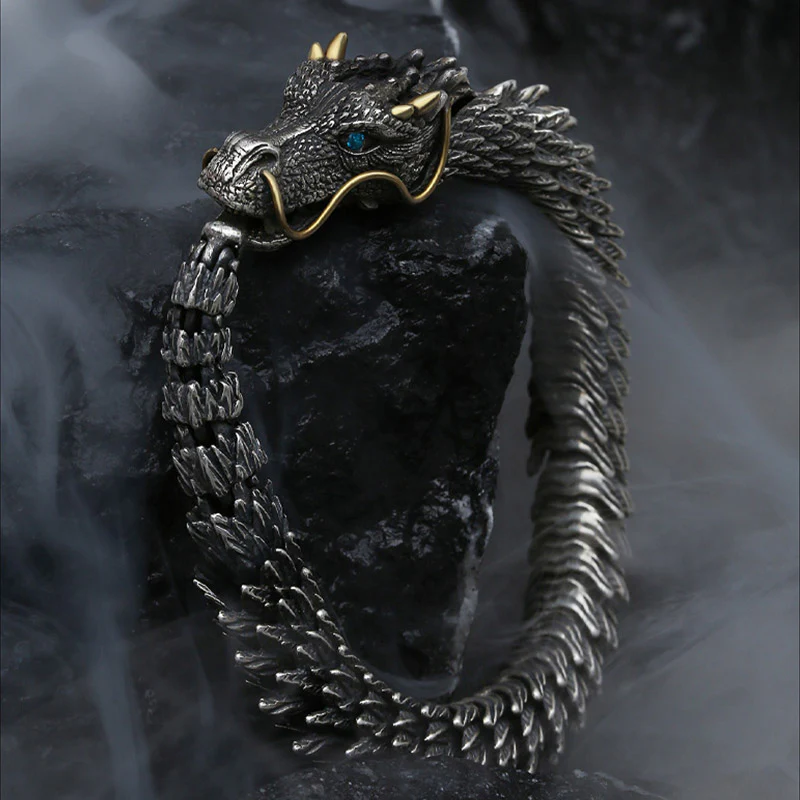 Buddha Stones Nordycki Smok Ręcznie Robiony Amulet Szczęście Ochrona Łańcuch Bransoletka - Image 5