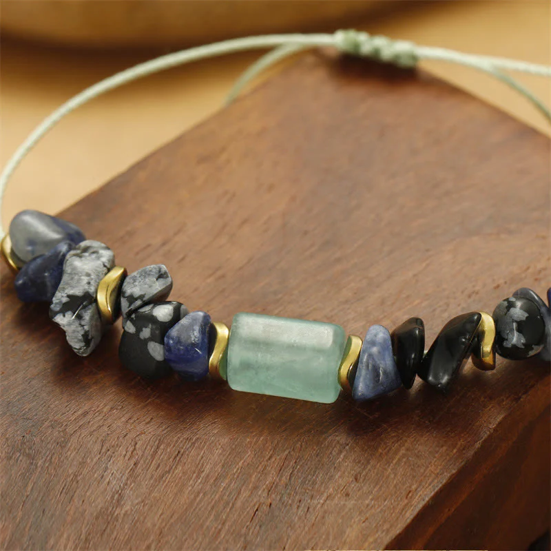 Buddha Stones Nowa Praca Zielony Awenturyn Sodalit Płatek Śniegu Obsydian Bransoletka Energetyczna - Image 10