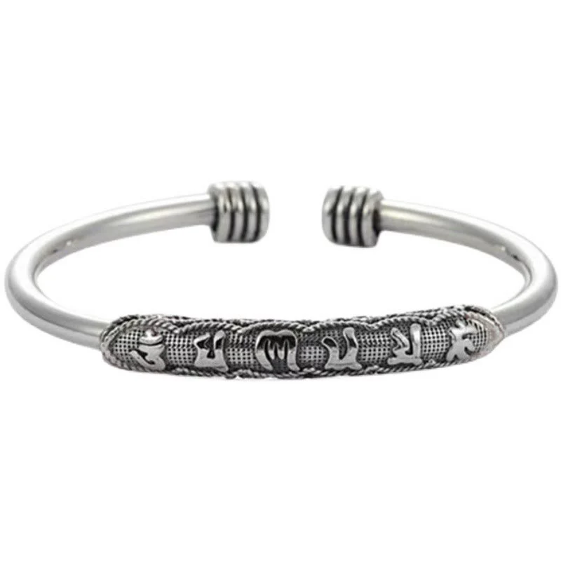 Buddha Stones Om Mani Padme Hum Grawerowany Pokojowy Mankiet Bransoletka Bangle - Image 2