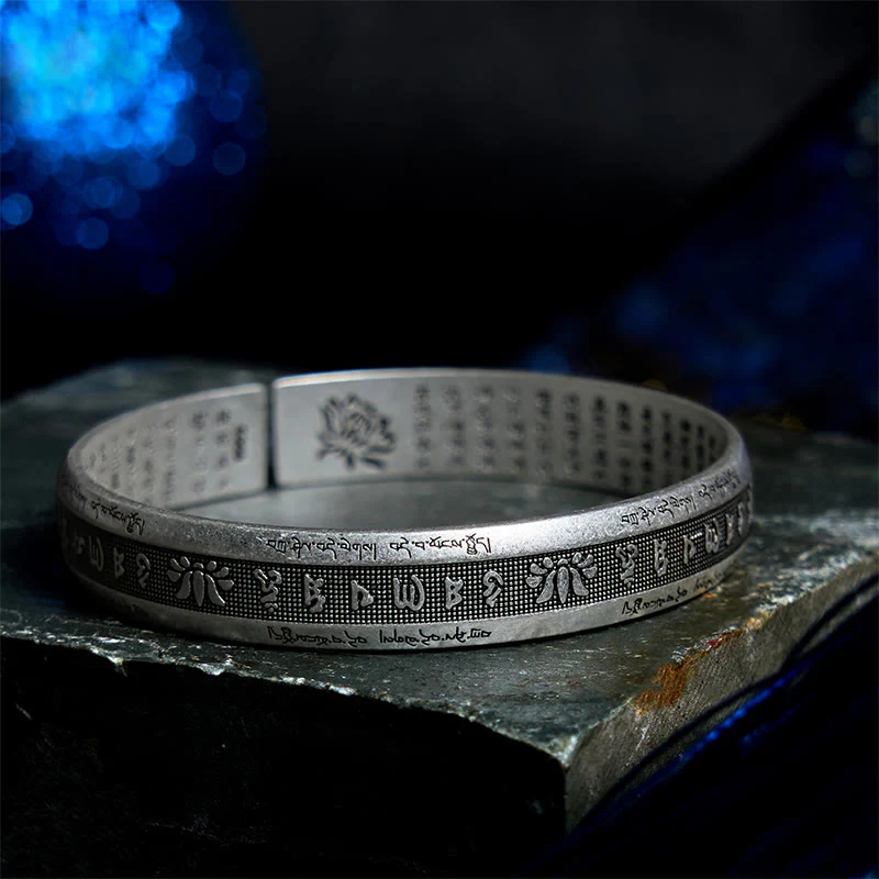 Buddha Stones Om Mani Padme Hum Sutra Serca Mantra Lotos Medytacja Pokoju Bransoletka Mankiet Bangle - Image 2