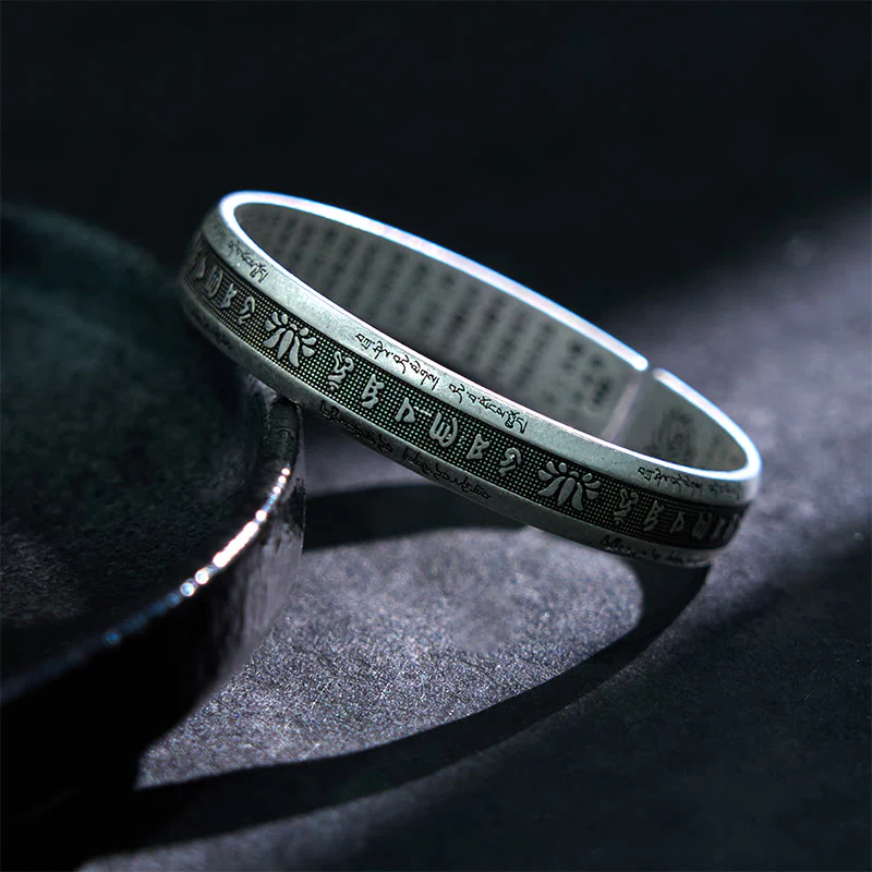 Buddha Stones Om Mani Padme Hum Sutra Serca Mantra Lotos Medytacja Pokoju Bransoletka Mankiet Bangle - Image 3