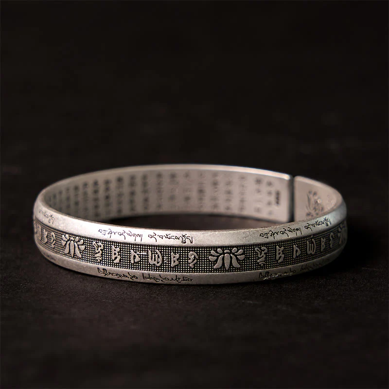 Buddha Stones Om Mani Padme Hum Sutra Serca Mantra Lotos Medytacja Pokoju Bransoletka Mankiet Bangle - Image 4