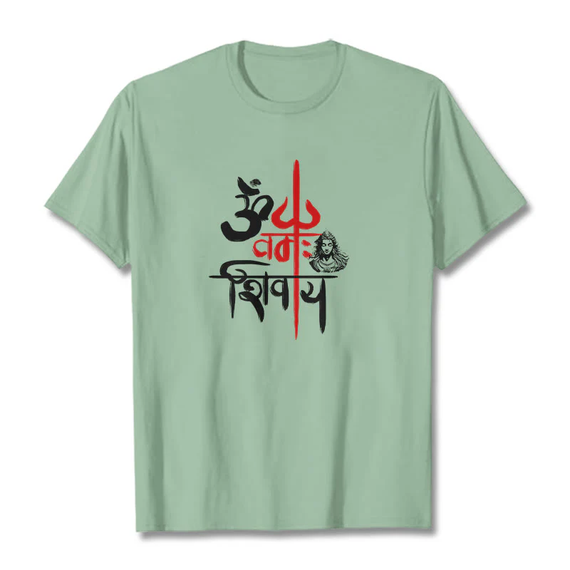 Buddha Stones OM NAMAH SHIVAYA Czerwony Trójząb Bawełniana Koszulka T-shirt - Image 13