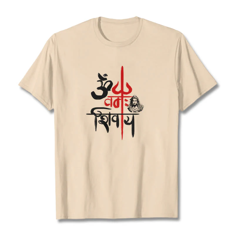 Buddha Stones OM NAMAH SHIVAYA Czerwony Trójząb Bawełniana Koszulka T-shirt - Image 15