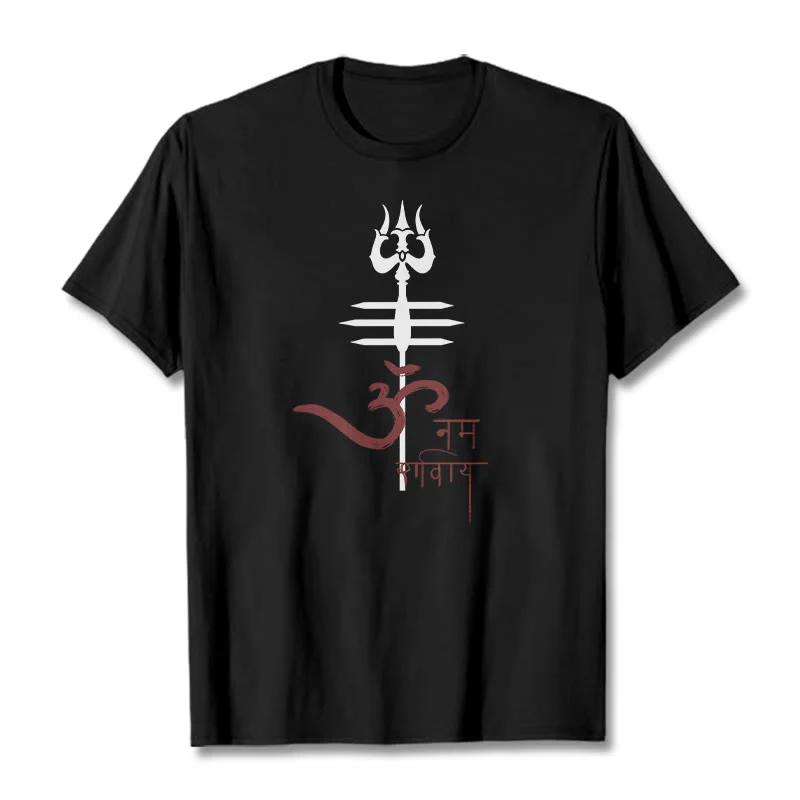 Buddha Stones OM NAMAH SHIVAYA Trójząb bawełniany T-shirt - Image 3