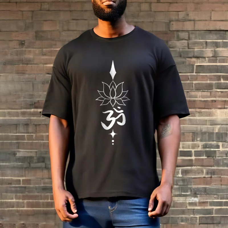 Buddha Stones Om Symbol Lotosu Koszulka T-shirt - Image 3