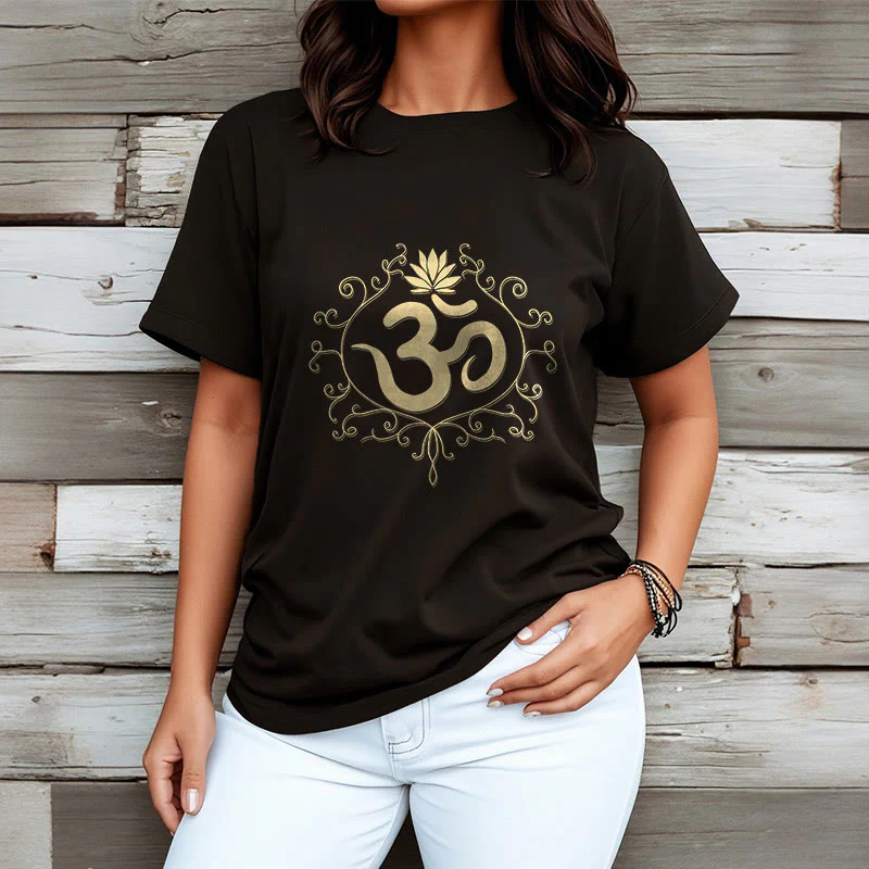 Buddha Stones Om Symbol Vines Kwiat Lotosu Koszulka T-shirt - Image 4