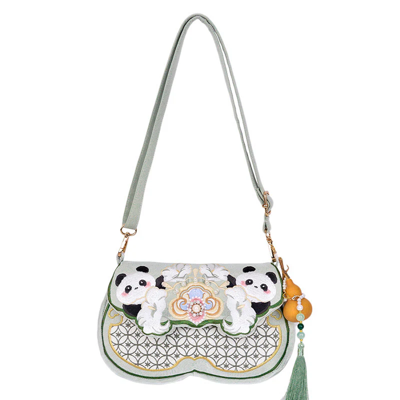 Buddha Stones Panda Kwiaty Gourd Wisiorek Torba Na Ramię Torba Crossbody - Image 12