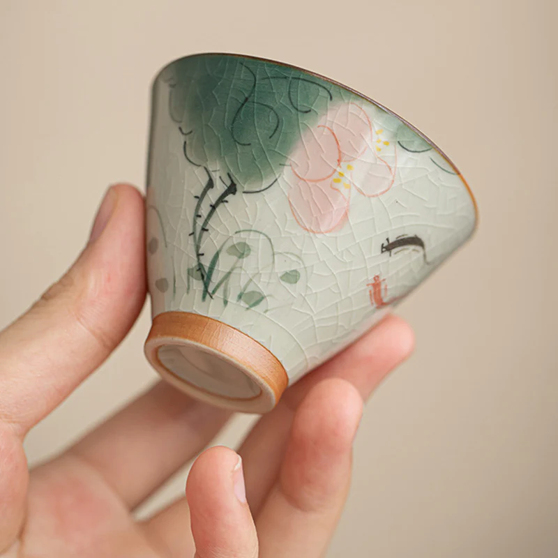 Buddha Stones Persimmon Boat Koi Fish Lotus Ceramiczny kubek do herbaty Kung Fu 50ml - Image 7