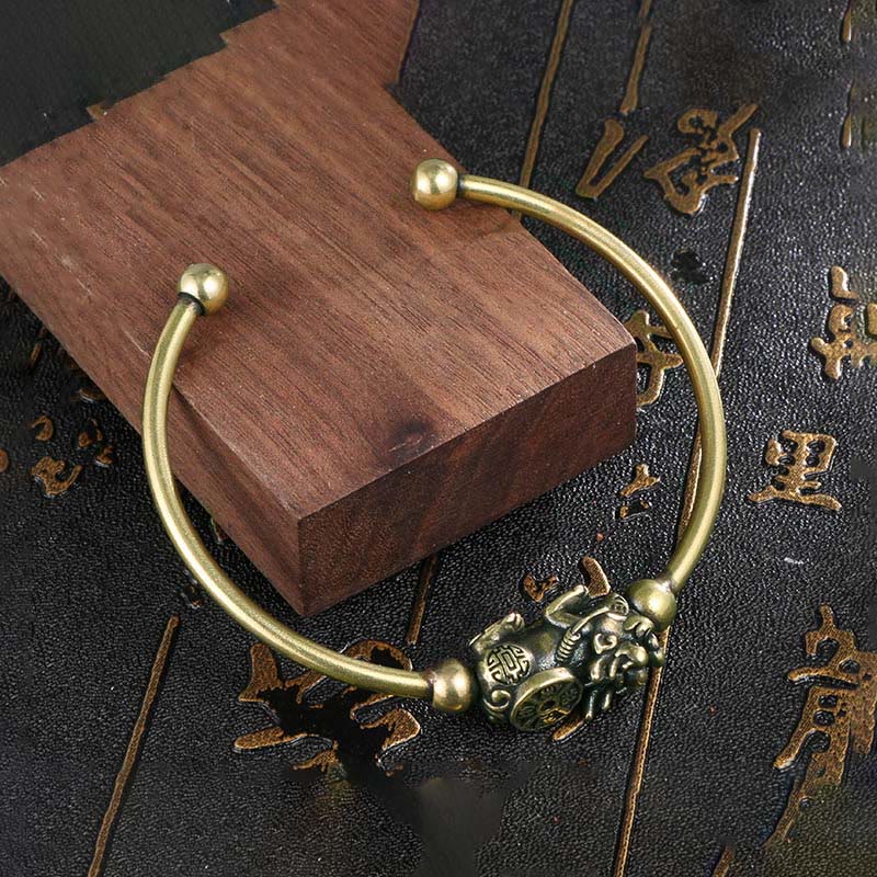 Buddha Stones Pi Xiu Niosący Kompas Fu Charakter Miedź Mosiądz Szczęście Bogactwo Bransoletka Bangle - Image 10