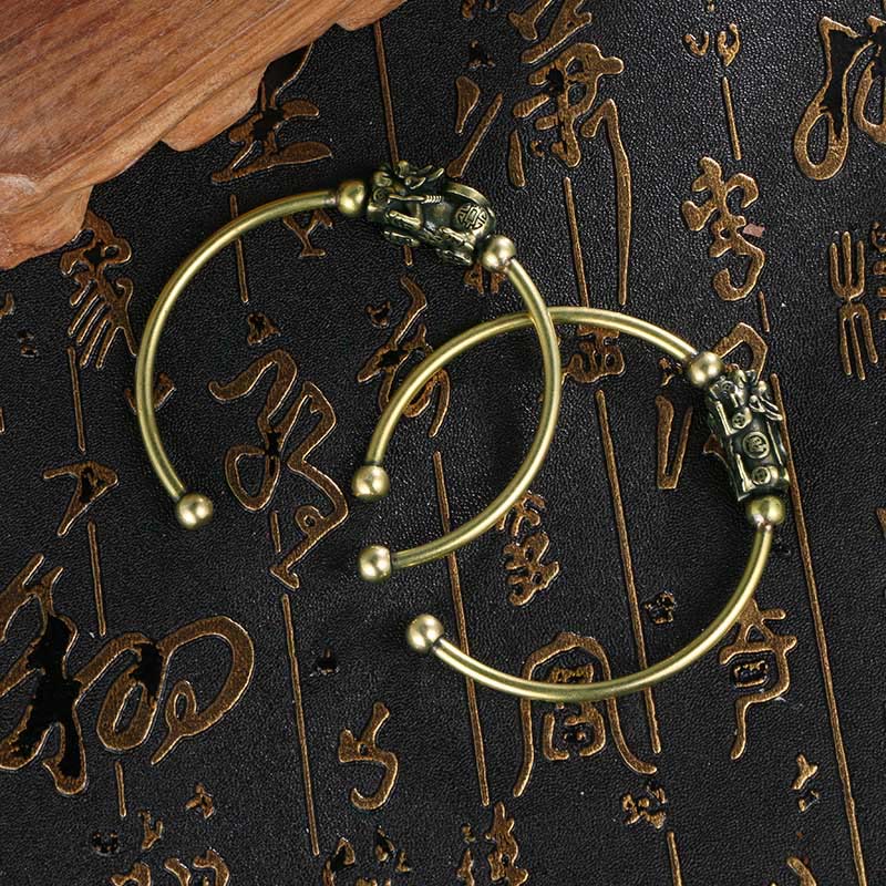 Buddha Stones Pi Xiu Niosący Kompas Fu Charakter Miedź Mosiądz Szczęście Bogactwo Bransoletka Bangle - Image 3