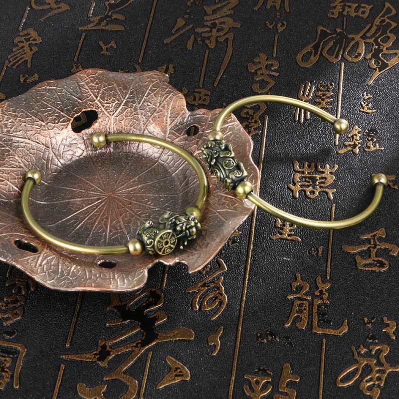 Buddha Stones Pi Xiu Niosący Kompas Fu Charakter Miedź Mosiądz Szczęście Bogactwo Bransoletka Bangle - Image 4