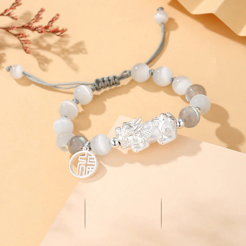 Buddha Stones Pi Xiu Sześć Prawdziwych Słów 999 Srebro Sterlingowe Czarny Obsydian Biały Turkus Chryzoberyl Bransoletka Szczęścia - Image 13