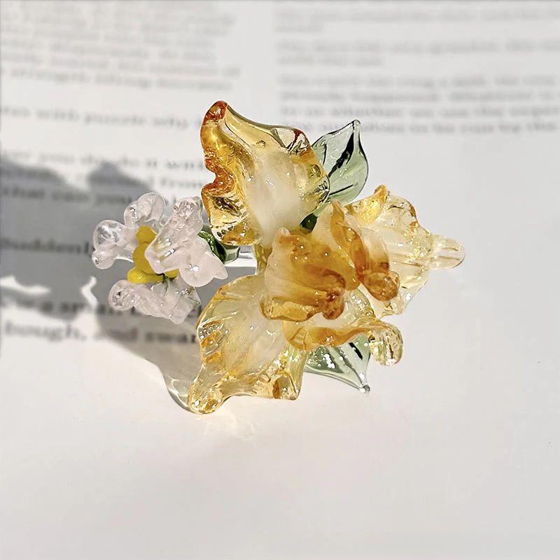 Buddha Stones Pierścień mądrości Liuli Iris Flower - Image 5