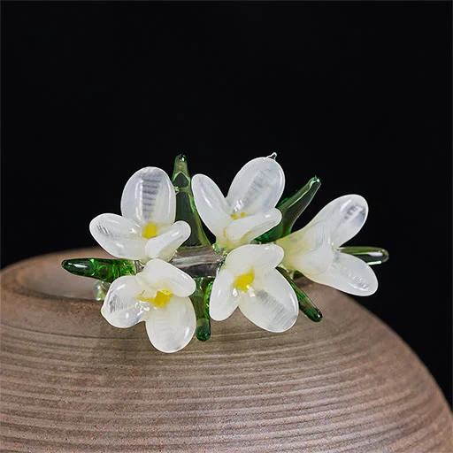 Buddha Stones Pierścień mądrości Liuli Pear Blossom Flower - Image 4