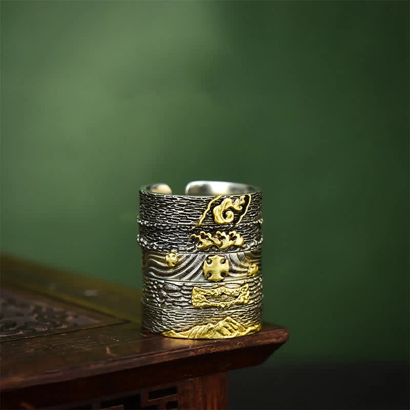 Buddha Stones Pierścień mądrości z miedzi z regulowanym pierścieniem Mount Everest Garuda - Image 16