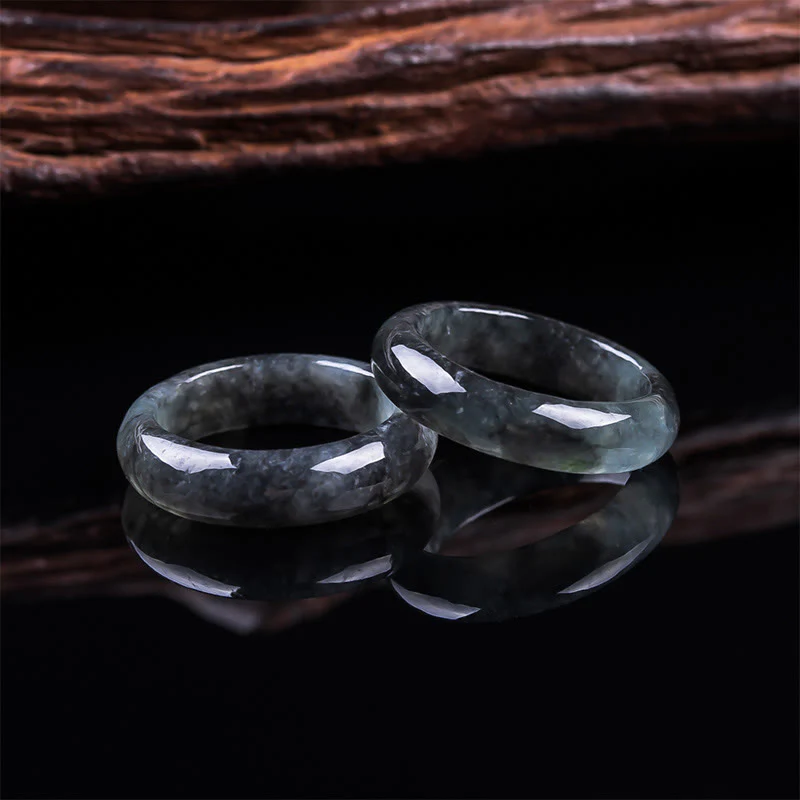Buddha Stones Pierścień z jadeitu, dobrobyt, szczęście i obfitość