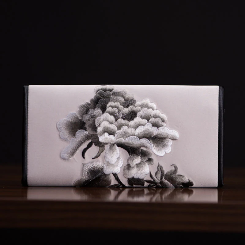 Buddha Stones Peonia Kwiat Su Haft Podróż Zakupy Długa Torebka Torebka - Image 13