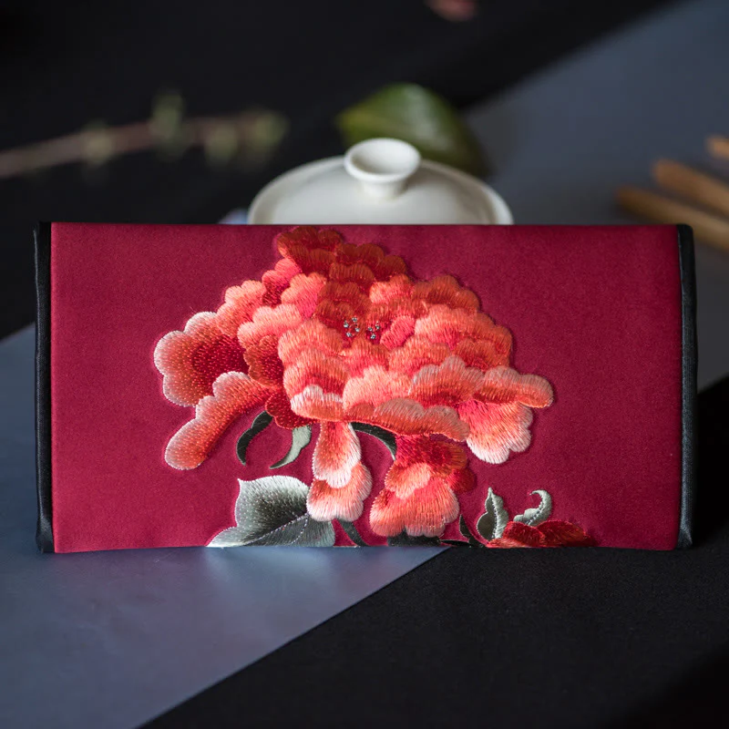 Buddha Stones Peonia Kwiat Su Haft Podróż Zakupy Długa Torebka Torebka - Image 25