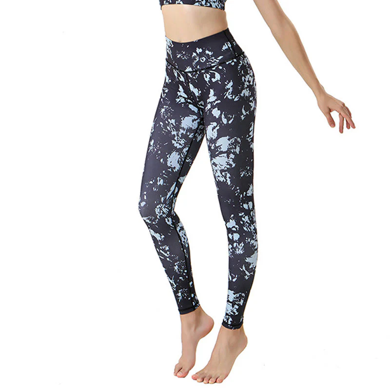 Buddha Stones Plamy Liść Klonu Nadruk Sport Ćwiczenia Fitness Wysoki Stan Legginsy Damskie Spodnie Do Jogi