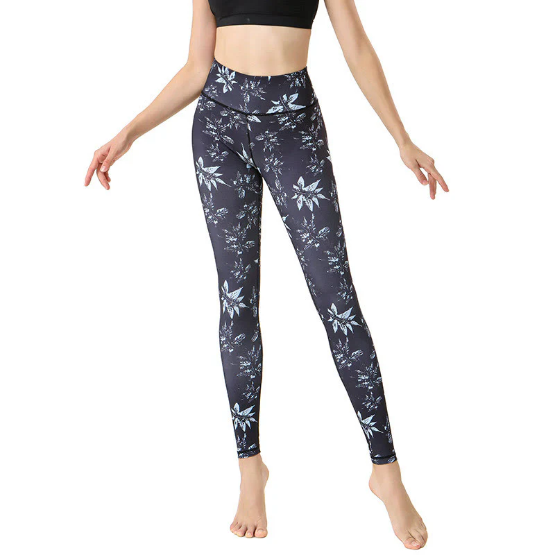 Buddha Stones Plamy Liść Klonu Nadruk Sport Ćwiczenia Fitness Wysoki Stan Legginsy Damskie Spodnie Do Jogi - Image 6