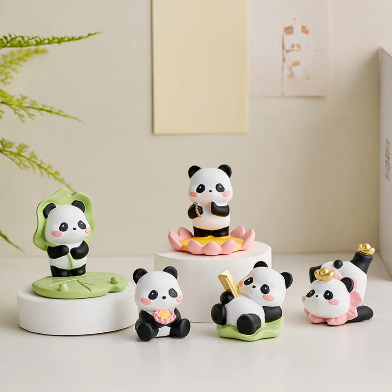 Buddha Stones Podstawka pod telefon z żywicy Lotus Panda, uroczy, zwierzęcy element dekoracyjny