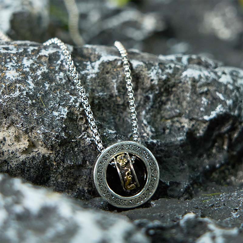Buddha Stones Podwójny Pierścień PiXiu Peace Buckle Wealth Obrotowy Naszyjnik Wisiorek - Image 10