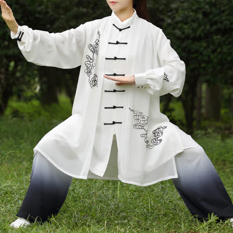 Buddha Stones Pomyślne Chmury Gradient Medytacja Modlitwa Duchowy Zen Tai Chi Qigong Praktyka Zestaw Ubrań Damskich - Image 4